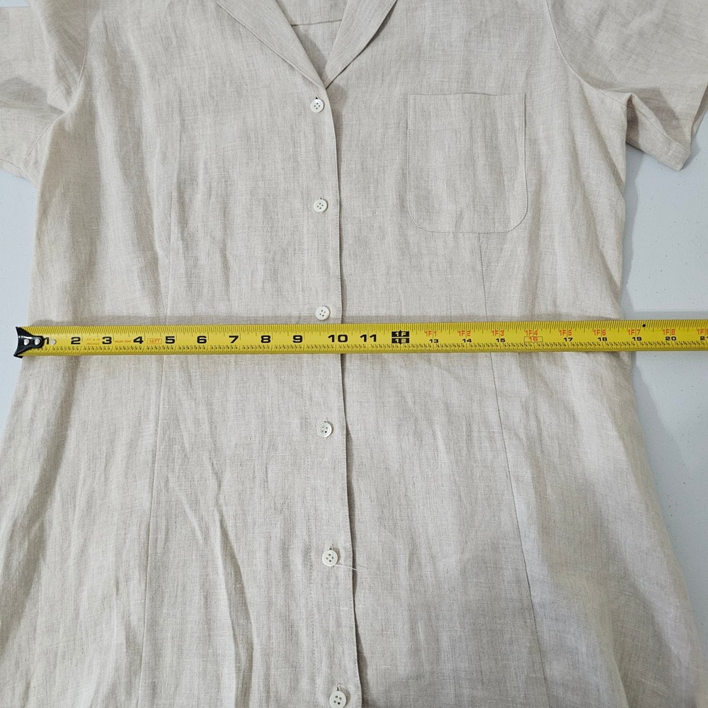 Vintage Laura Ashley Linen Button Front Maxi Dress 12 Beige Minimalist Neutral - Picture 9 of 11
